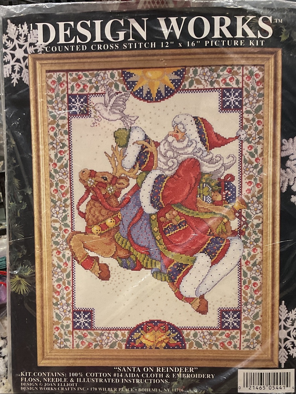 Design Works Santa on Reindeer Counted Cross Stitch Wall Art -unopened